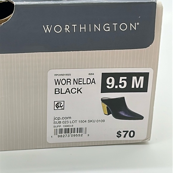 2516- Worthington Wor Nelda Black & Gold Mules Size 9.5 NWT with Box - Picture 8 of 12